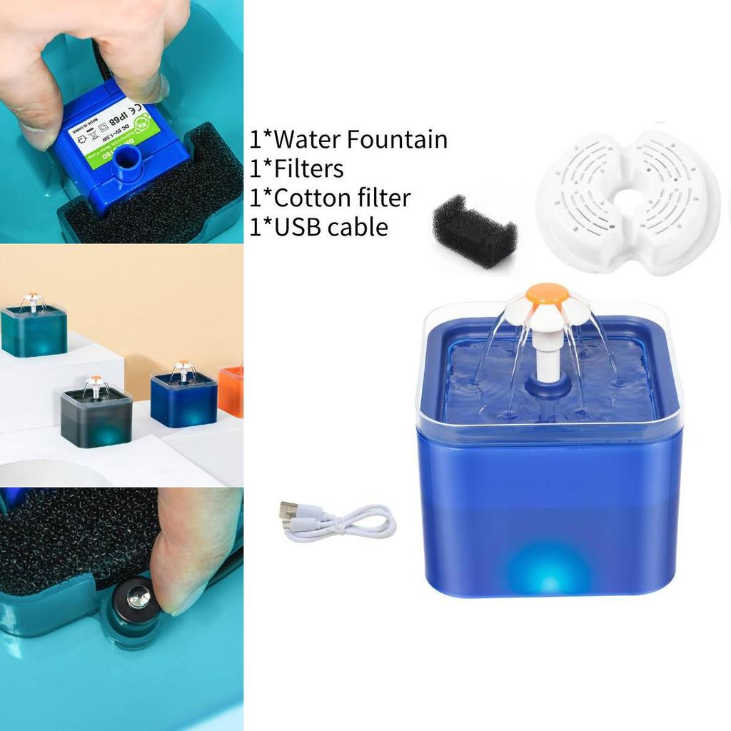 2l Dream Island Colorful Pet Water Dispenser For Dogs And Cats With Filter Pack