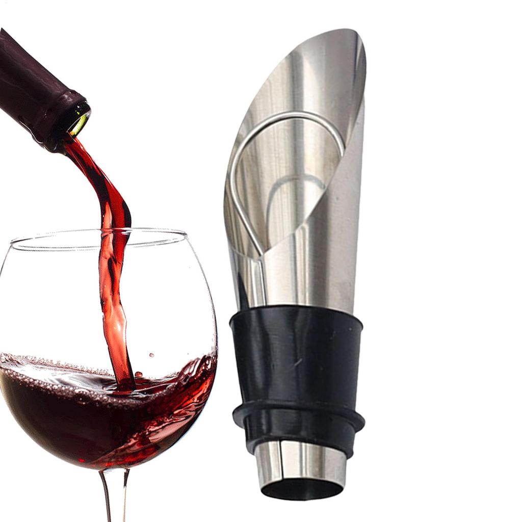 Wine Aerator Stainless Steel Wine Bottle Pourers and Stoppers 2-in-1 Steel Champagne Sealed Cap Stopper Wine Spout Pourer
