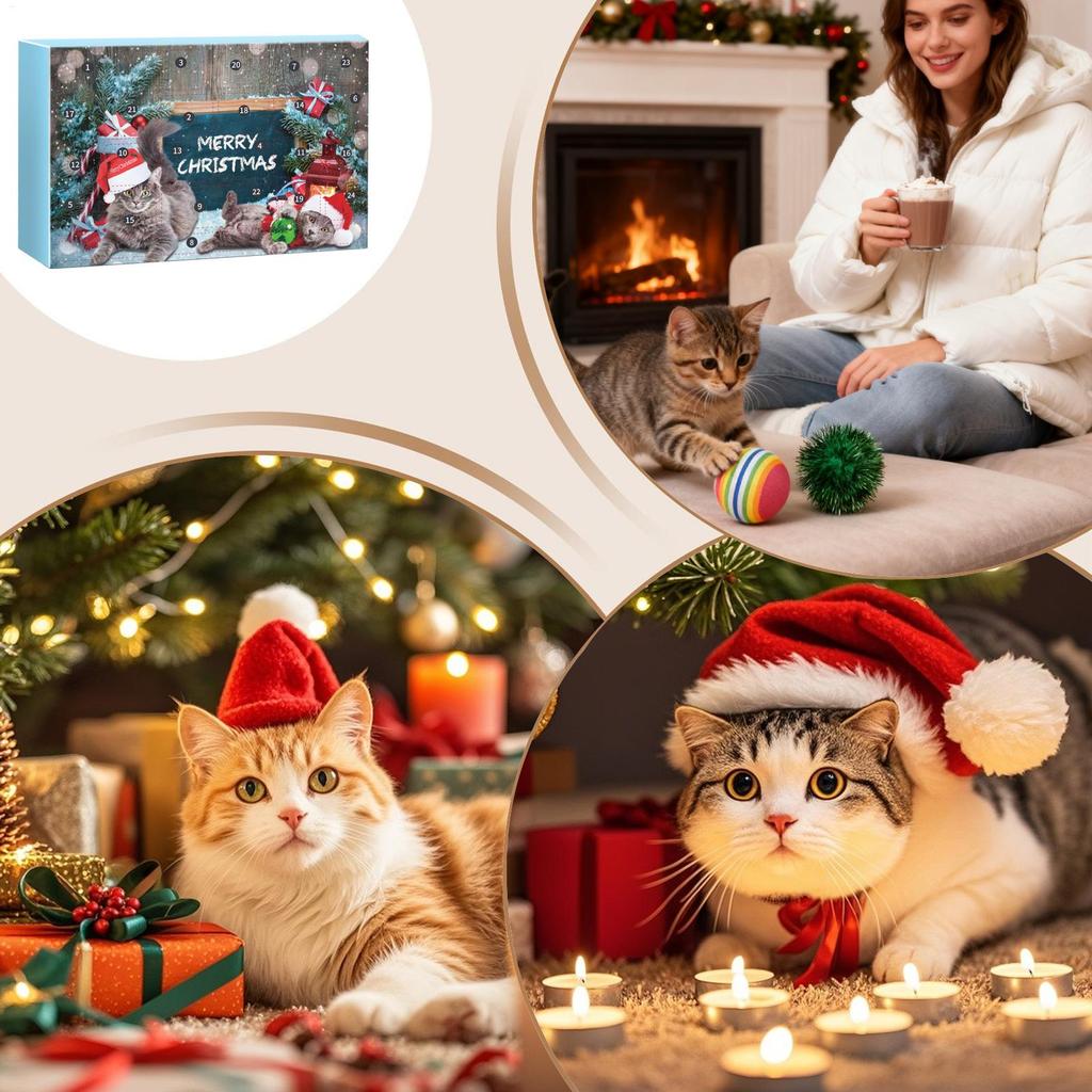 Cat Christmas Advent 2025 24 Days Cat Toys Seasonal Countdown Calendar For Christmas Home Daily Festival Holiday Boredom Relief