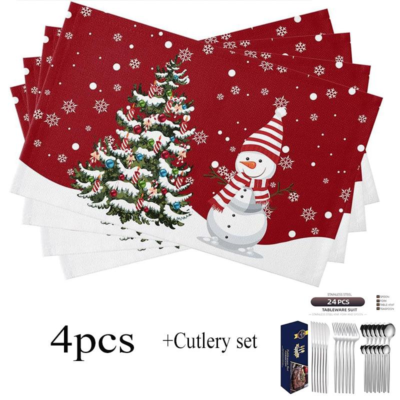 Christmas Tree Buffalo Plaid Placemats Set of 5 Christmas Placemats  Place Mats for Dinner Kitchen Table Party Home Decoration