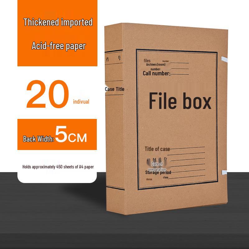 50-Pack A4 Kraft Paper Archive Boxes - Thick, Acid-Free, Large Capacity