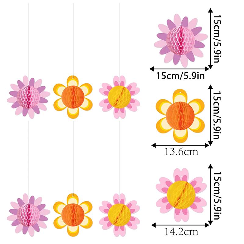 

6 шт. ромашка цветок сотовый шар подвесное украшение для дня рождения праздник вечеринка детский сад торговый центр окно комната украшения принадлежности 6PCS
