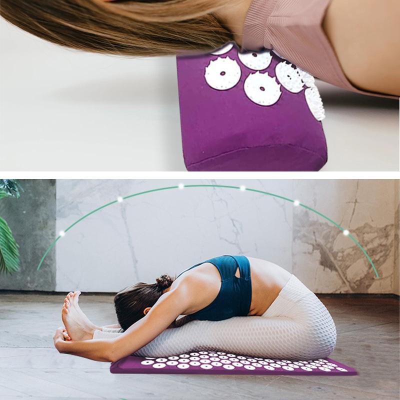 Akupressur-Massage-Matten-Set mit Yogamatte und Kissen zur Schmerzlinderung, tragbares Fitnesszubehör, wiederverwendbares rutschfestes Design, Home-Gym-Essentials