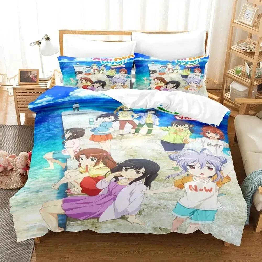 3D Print Anime Non Non Biyori Bedding Set Duvet Cover Bed Set Quilt Cover Pillowcase Comforter King Queen Size Boys Adult