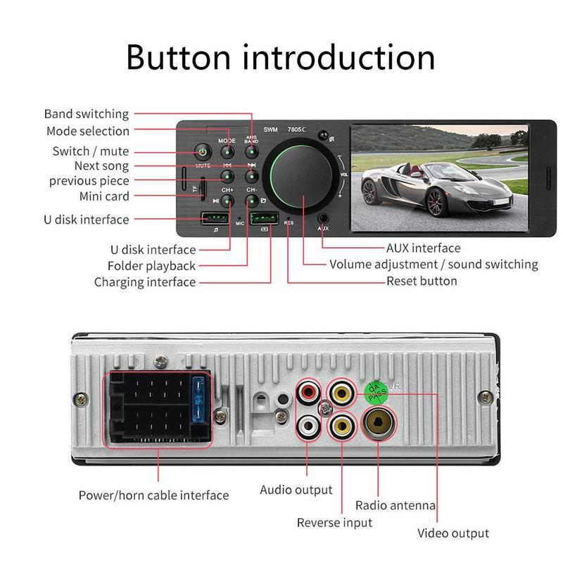 Car Radio Autoradio 4.1 Inch Touch Screen 1 Din Car MP5 Player Auto Stereo Bluetooth FM AUX USB TF