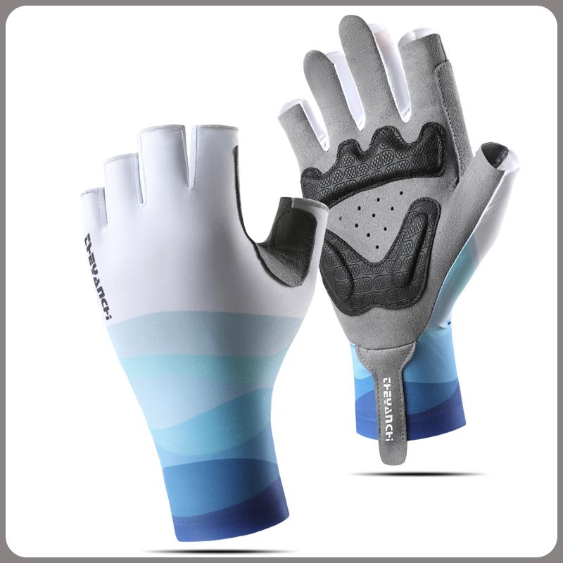 

BEPAN Thin Half Finger Cycling Gloves Unisex Anti-Slip Shockproof Breathable Desige-Ideal for Fishing,Run,Outdoor Activities XL синій