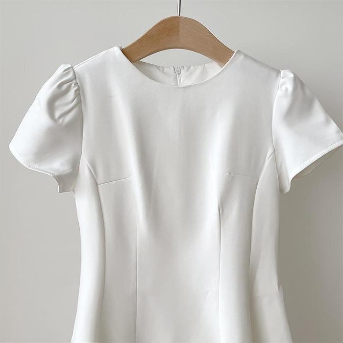 Short-sleeved Dress Women's Summer New Temperament Thin Material Suit Skirt Waist Thin A-shaped Skirt Short Skirt