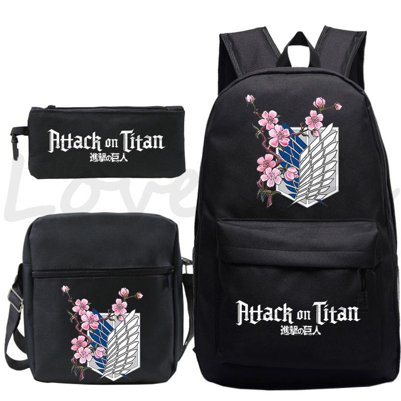 Animation Peripheral Student School Bag Crossbody Bag Pencil Bag Three-Piece Outdoor Backpack