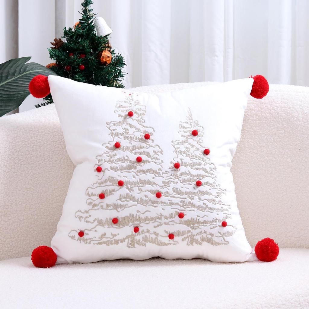 Reindeer Christmas Pillowcase, Winter Snowflake Embroidery Cushion Cover 45x45cm, Cross-border Bestseller