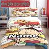 3pcs Duvet Cover Set (1*Duvet Cover + 2*Pillowcase, Without Core), Custom Name Crayon Shin Pattern Bedding Set, Home Bedroom Decor Gift
