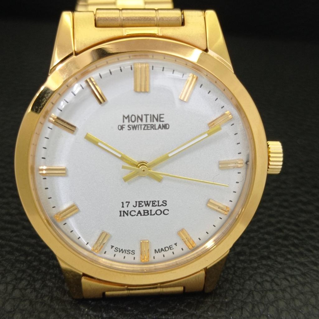 ZREKONSTRUOVANÉ VINTAGE PÁNSKÉ ZLACENÉ HODINKY MONTINE OF SWITZERLAND 17J a285404-10