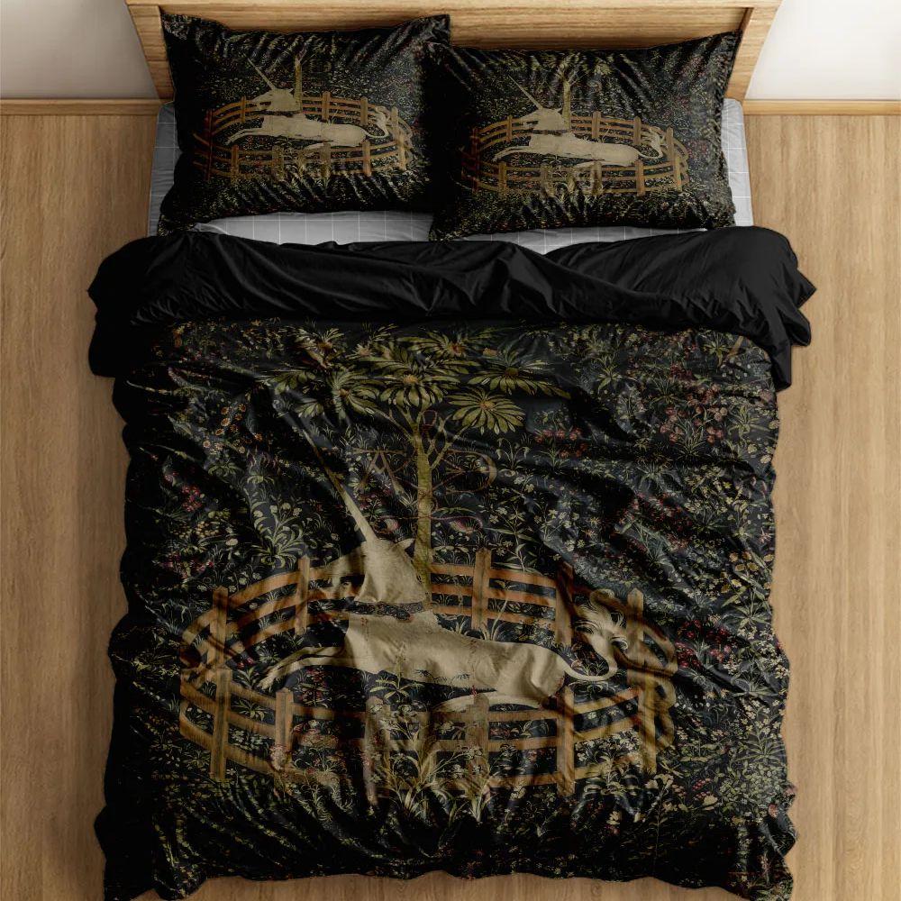 Unicorn in Grove Medieval Duvet Cover Set EU Single Double King US Twin Full Queen Size  Bedclothes