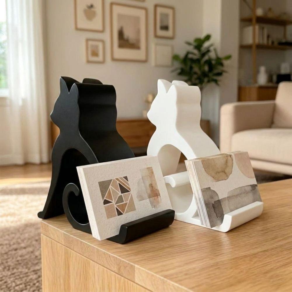 3D Printed Cute Kitten Phone Stand Lovely Desktop Tablet Holder Card Stand Organizer Small Gifts