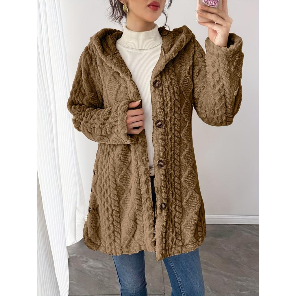 Damen Winterjacke mit Kapuze, Warme und dicke Jacke für kaltes Wetter, Modische Jacke zur einfachen Pflege, Damen Winterjacke, Kleidung für kaltes Wetter