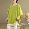 DIMANAF 2025 New Summer Plus Size T-Shirt Women O-Neck Short Sleeve Spliced Cotton Loose Tops Tees Maxi
