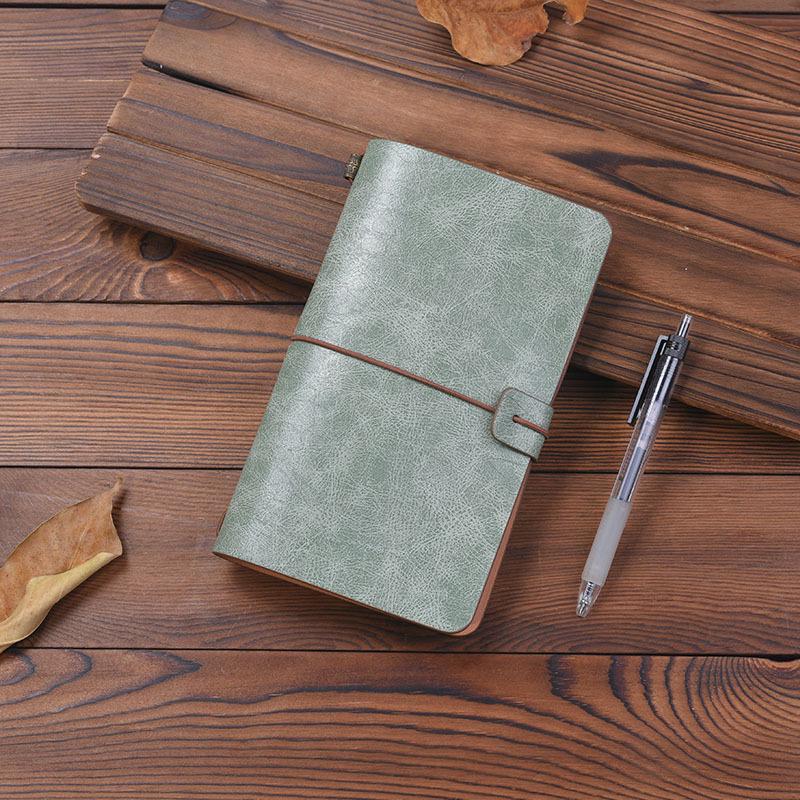 

Винтажный блокнот формата A6 на завязках - Премиальный ПУ из искусственной кожи, блокнот-планировщик на разъемных кольцах Blank Pages зелёный