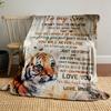 Mom's Love Inspirational Tiger Print Blanket for Son bedroom Blanket for Livingroom Couch lunch break Soft throw for Friend's festival Gift