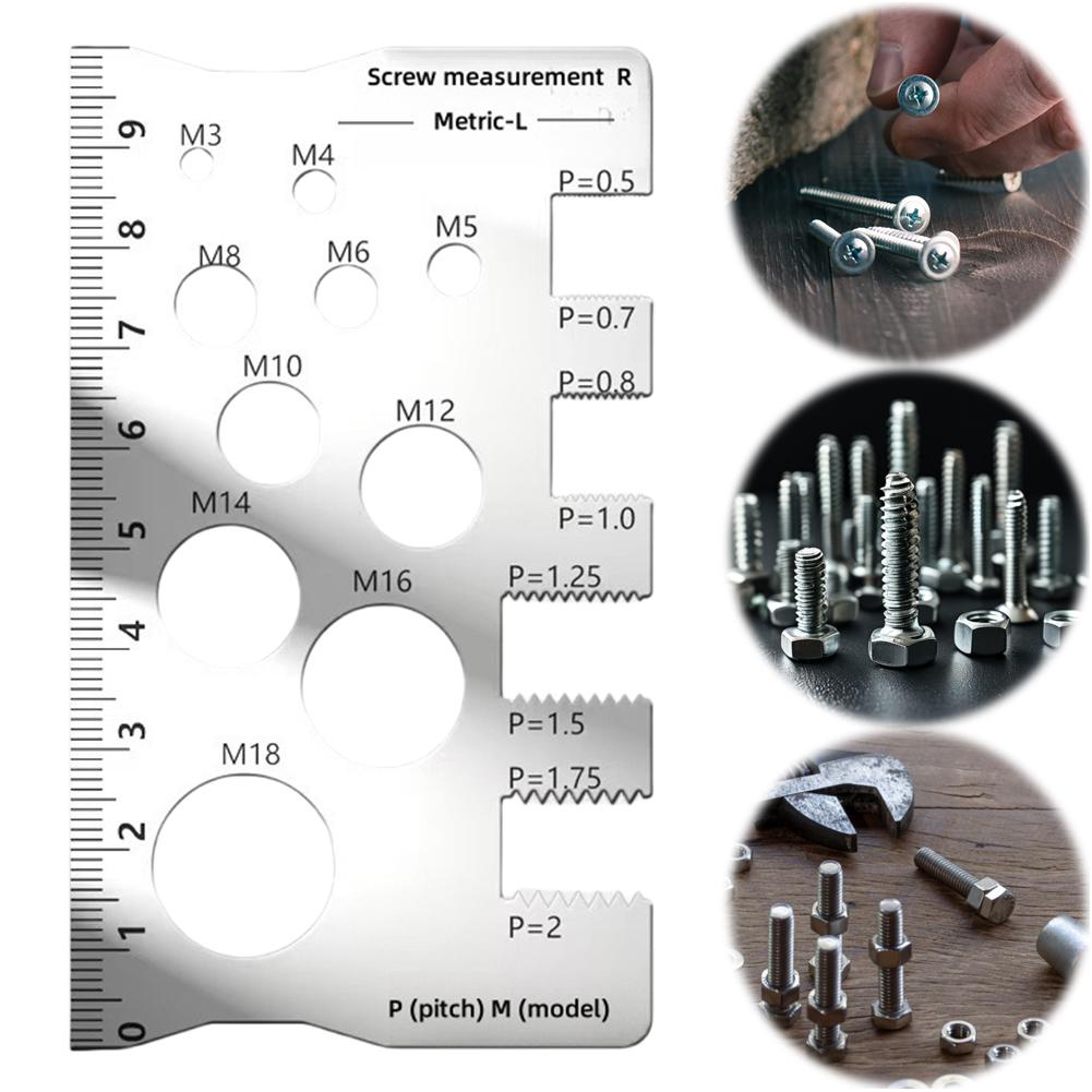 2pcs Screw Thread Pitch Gauge Ruler Anti-Slip Industry Standard Pitch Gauge Stainless Steel Measuring Ruler for Bolt Nut Metric