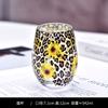 Creative Leopard Print Crystal Glass Cup, Sunflower High Footed Glass, Whiskey Cocktail Glass, Bar Accessories, Wine Glasses