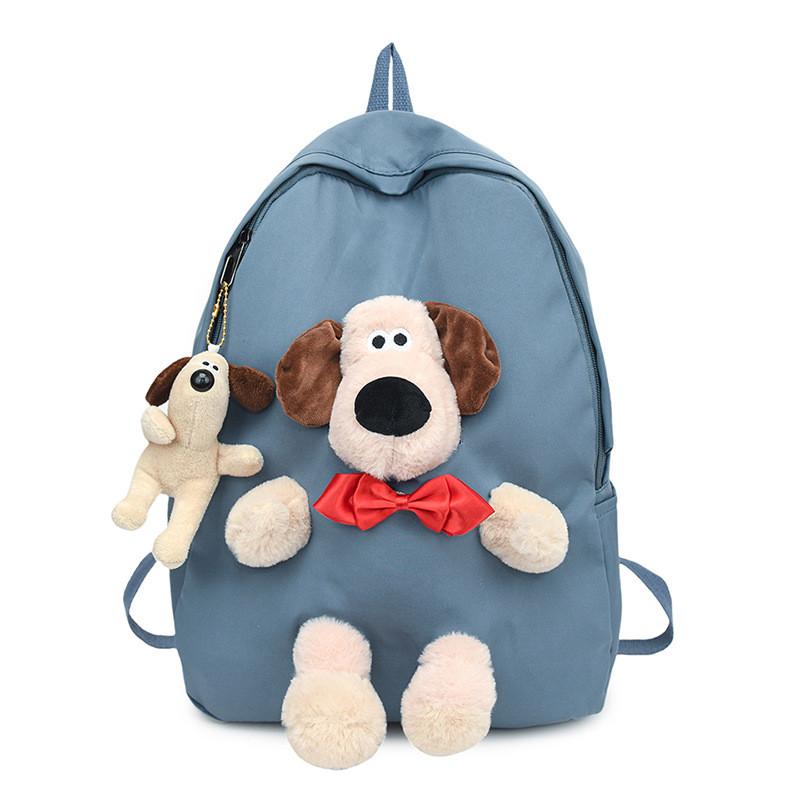 Bow Puppy Theme Plush Backpack Outdoor Leisure Large Capacity Cartoon Schoolbag
