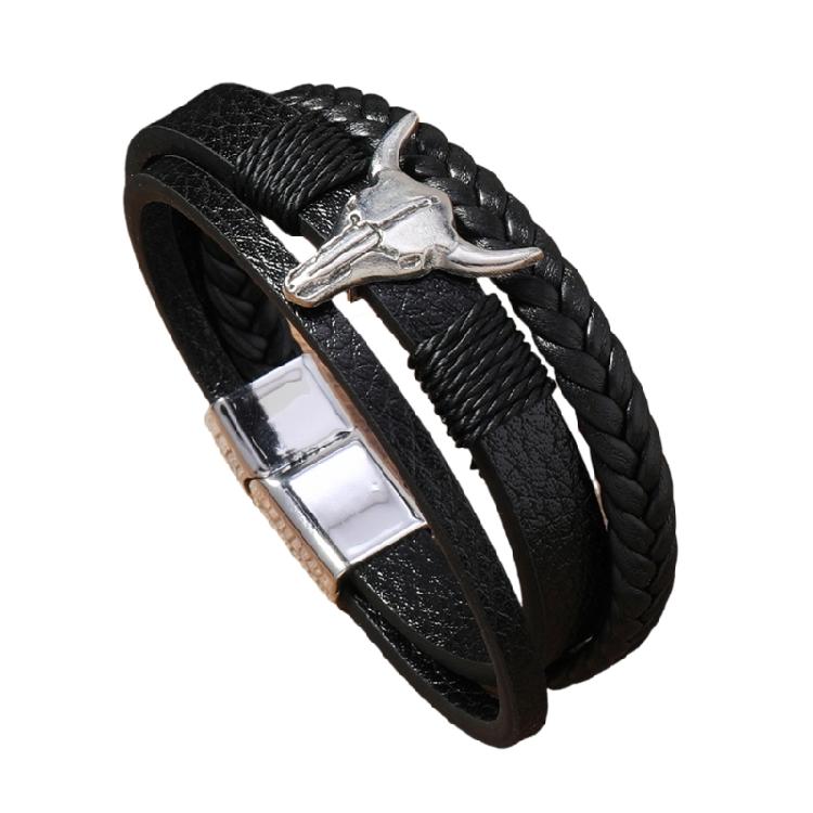 

Gothic PU Leather Sweatband Bracelet Retro Unisex Wrist Accessory Comfortable Wristband for Multiple Occasions чорний