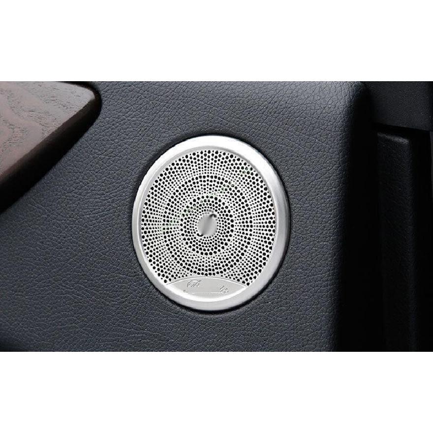 For Benz GLE GLS 2016-2018 2019 Silver Steel Inner Door Speaker Sound Cover Trim