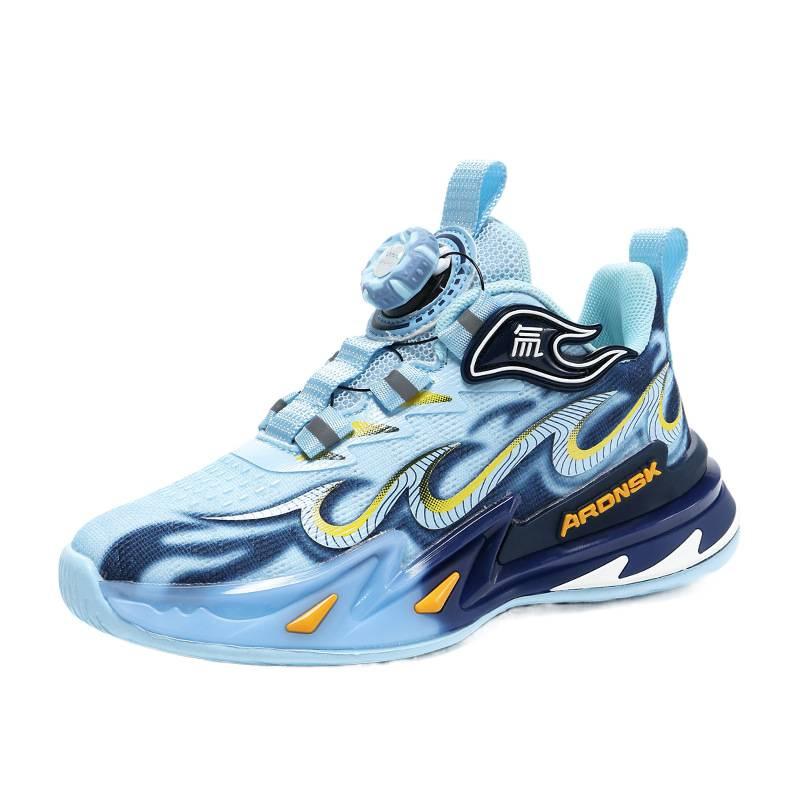 Boys Shoes Autumn and Winter 2025 New Children's Basketball Shoes Rotating Buckle Middle Older Boys Soft-soled Air Cushion Running Shoes