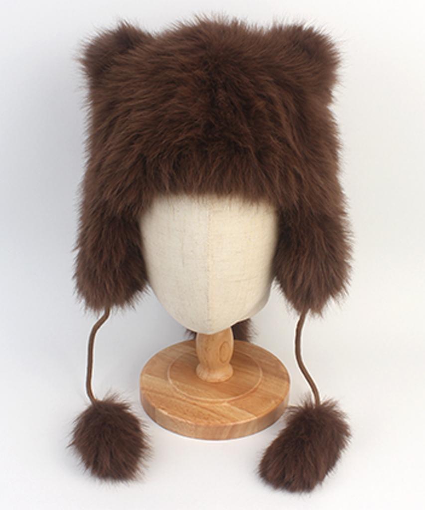 Yunibeosyeolkemiseuteuli Fox Brown Poly Fur Balaclava Fox Hat
