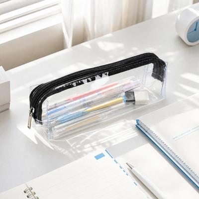 Klarer PVC-Federmäppchen, Wasserdichte Schreibwarentasche für Schüler, Transparente Stifttasche für Schulprüfungen, Reißverschlusstasche mit großem Fassungsvermögen