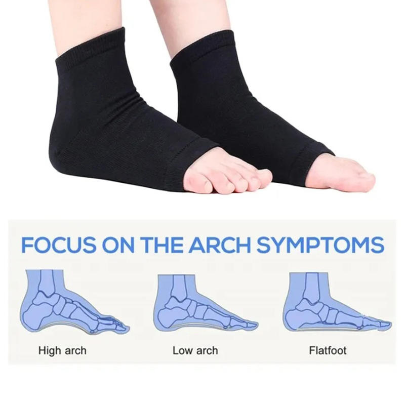 2Pcs Arch Support Sleeve Cushioned Soft Elastic Gel Pad Fabric Arch Socks for Flat Foot Pain Relief Plantar Fasciitis Heel Spurs