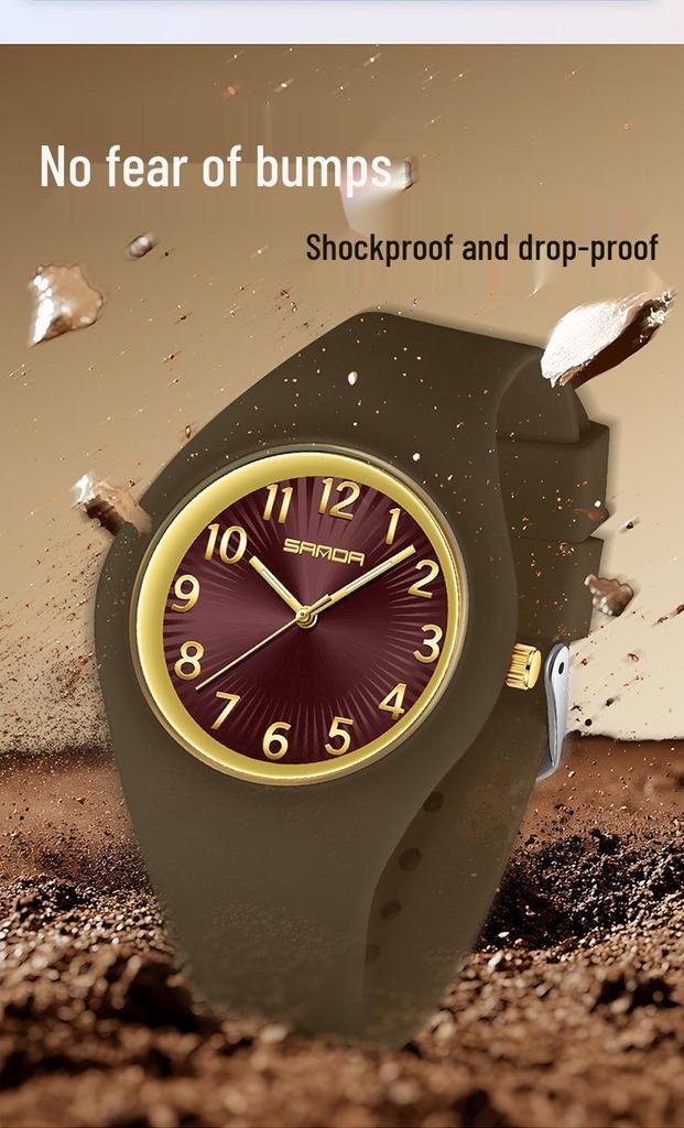 Sanda Unisex Korean Style Waterproof Quartz Watch - Simple Fresh Silicone Student Wristwatch