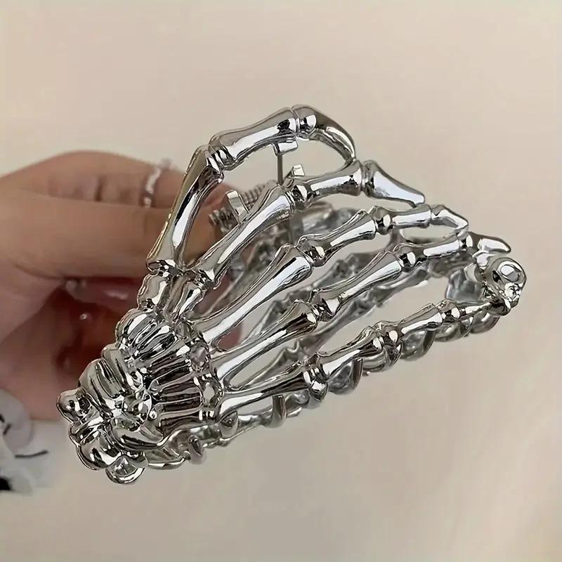 1pc Skull Claw Personalized Hair Claw, High-end Metal Hair Clip, Rear of the Head Bun Shark Clip, Fashionable Claw