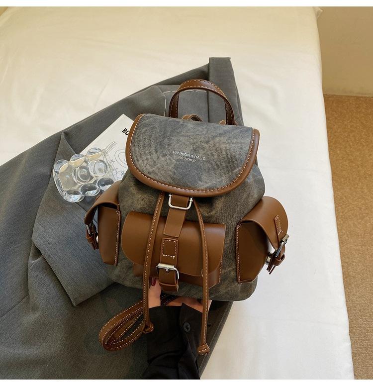 Retro Backpack Women's 2025 New Trendy Korean Version Fashionable Versatile Draw Bag Large Capacity Travel Backpack Women's Bag