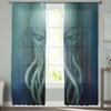 Sea Octopus Retro Cthulhu Sheer Curtains for Living Room Modern Voile Curtain Bedroom Tulle Curtains Window Drapes Decor