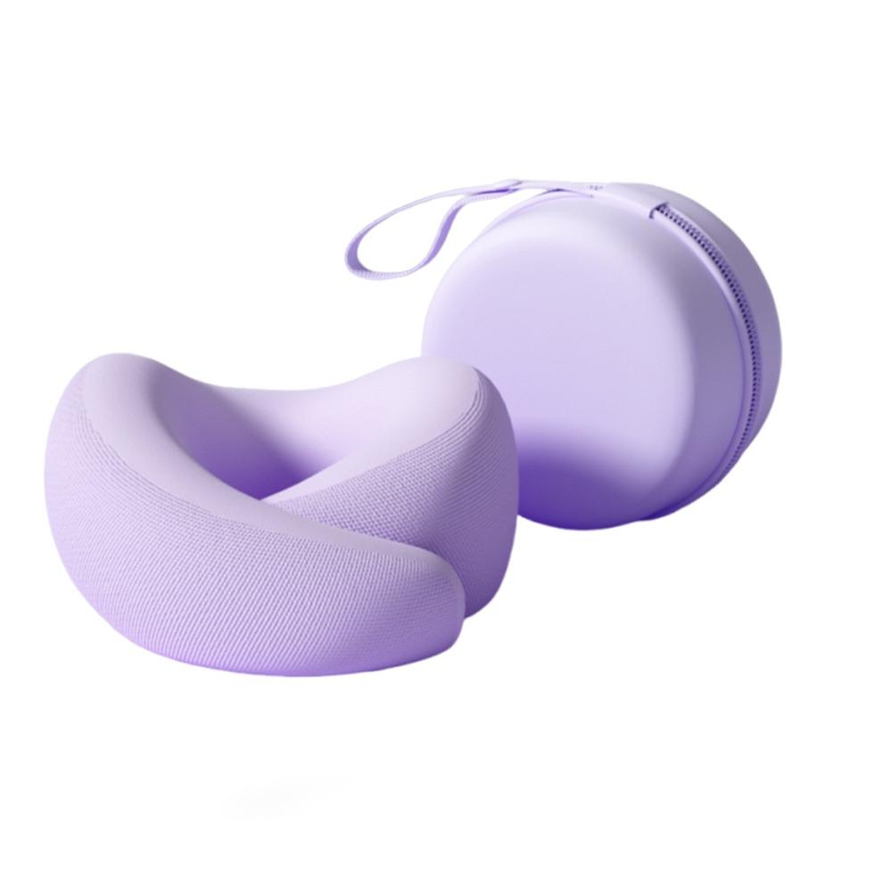Slow Rebound U-shaped Neck Pillow Foldable Hooded Neckrest Pad Travel Neck Cushion Car Travel фиолетовый