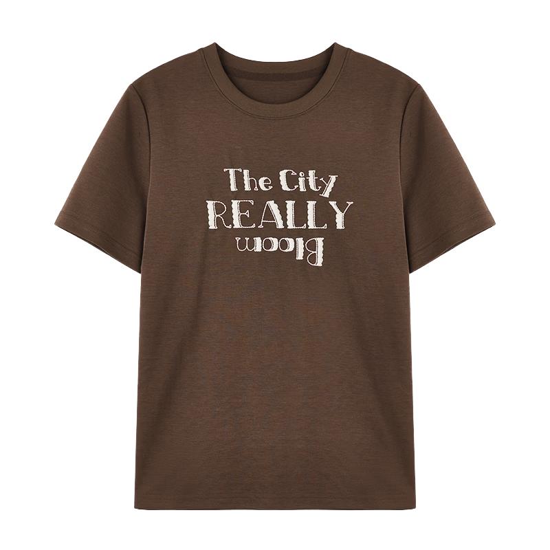Women s Round Neck Letter T-Shirt M