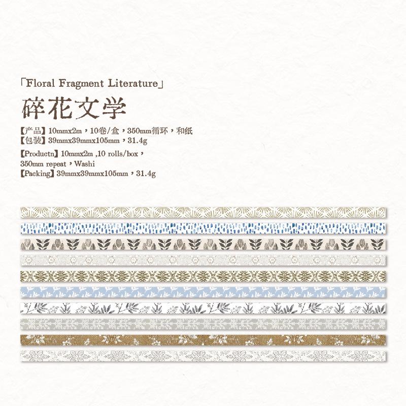 1cm×200cm,10rolls/box Tape Basic Life Series Retro Basic DIY Materials Decoration Reusable Stickers
