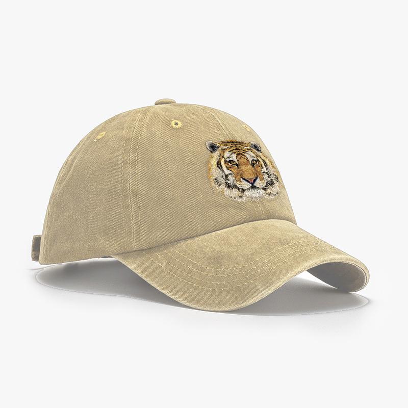 Casual Tiger Print Outdoor Adjustable Baseball Cap For Women Men (Navy Blue/Black/Wine Red/Khaki/Gray)