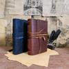 Handmade Vintage Look Brown/Blue Unlined Leather Journal with Lace Leather Diary Notebook Sketchbook