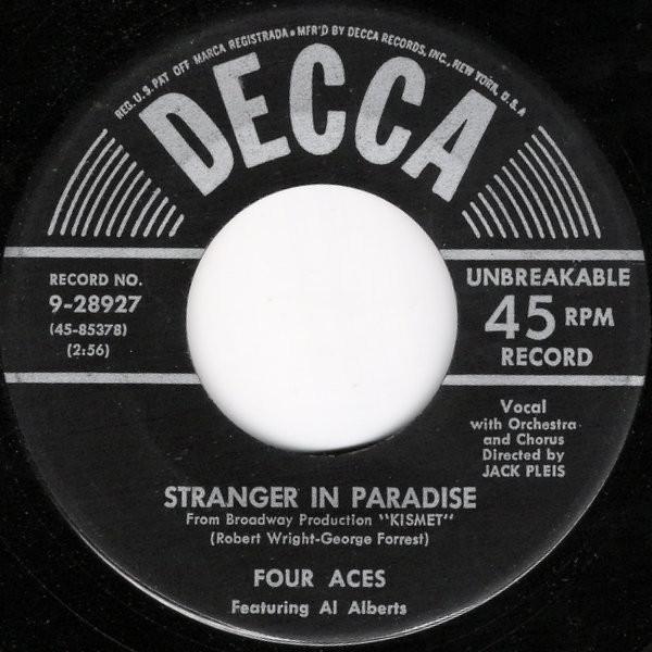 

7inch Record FOUR ACES Stranger In Paradise The Gang Tha 928927 Decca 1953 US Pop Used