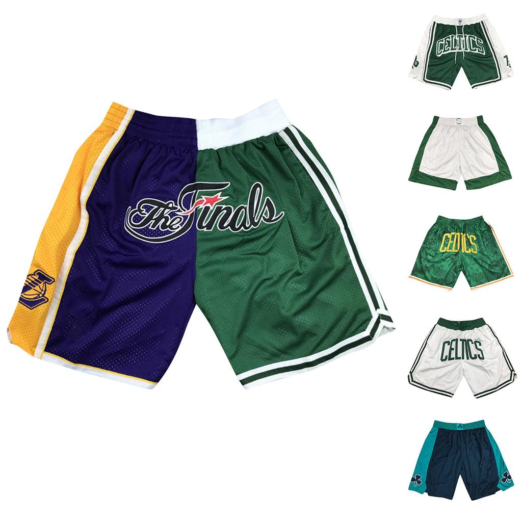 Celtics Retro Embroidered Drawstring Cropped Basketball Shorts Training Shorts