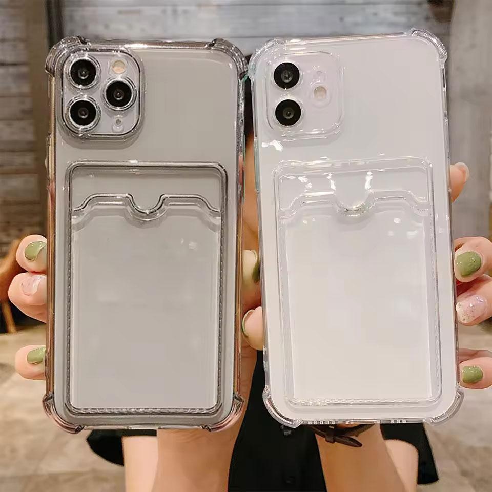Transparent Card Slot Bag Holder Phone Case For Tecno Pova 6 Pro /Pova 6 Neo Clear Wallet Shockproof Soft Back Card Pocket Cover