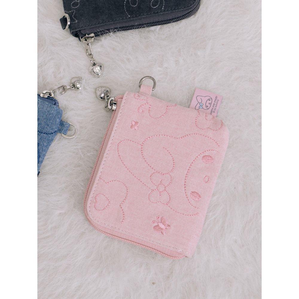 JOSEPH & STACEY Denim Keyring Card Wallet My Melody Washed Pink