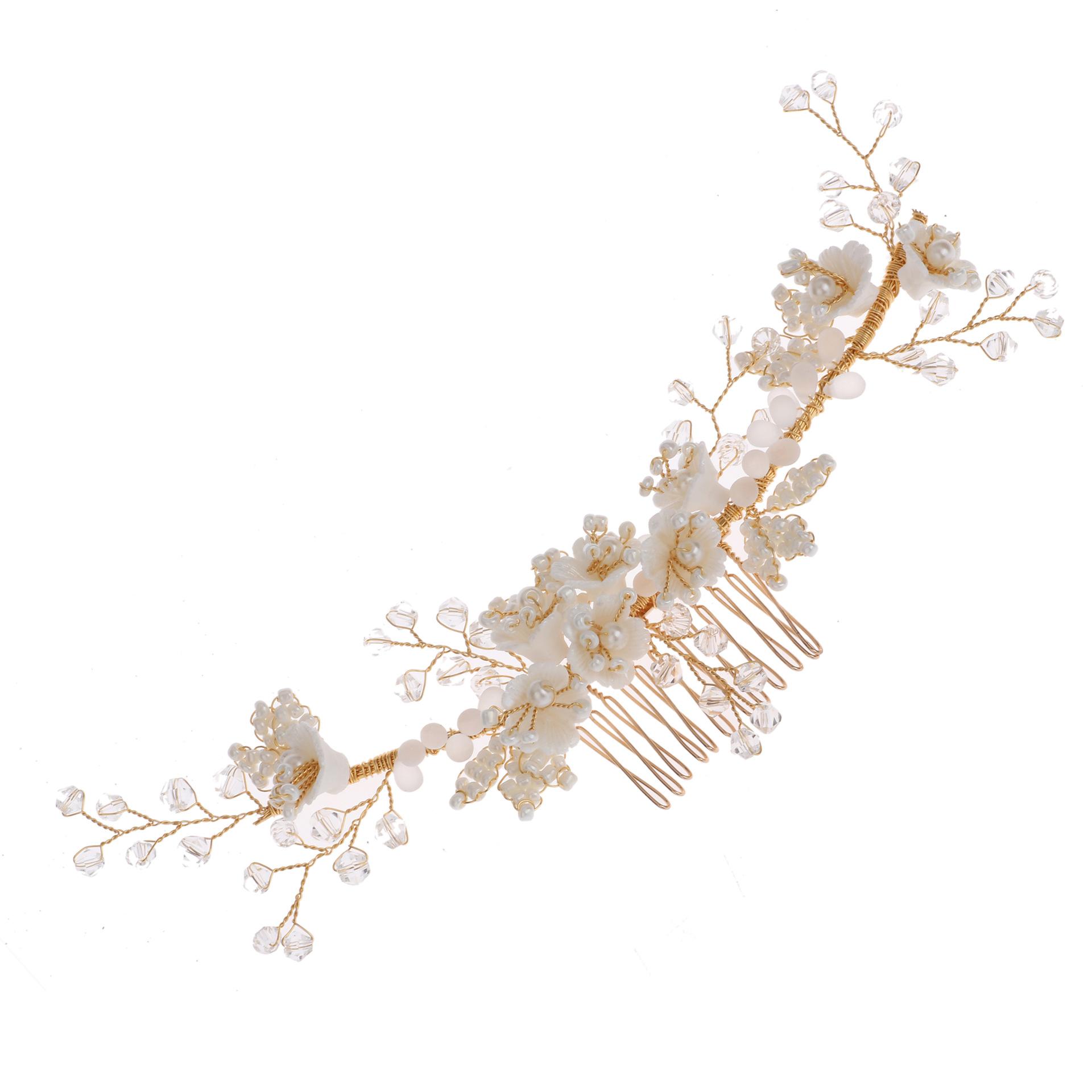 MLTS1001 Top Quality Bridal Hair Comb Handmade Flower Hair Comb Wedding Hair Jewelry золотой