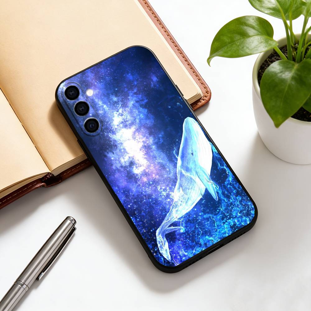 Deep Sea, Starry Sky, Blue Whale. Phone Case For Samsung Galaxy A73,A72,A71,A70,A53,A52,A51,Others Soft Black Cover