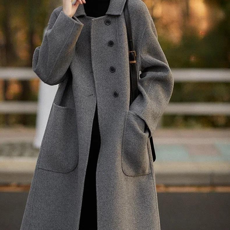 Thickened coat women s medium and long autumn and winter new high-end double-sided plush coat M