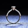 S925 Sterling Silver Four-Prong Gold Diamond Ring with 0.50ct Moissanite for Women - Luxurious High-End Feel