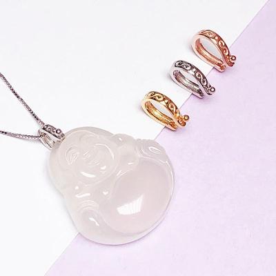 925 Sterlingsilber Friedensschnalle Anhängerhalter Clip für Jadeanhänger