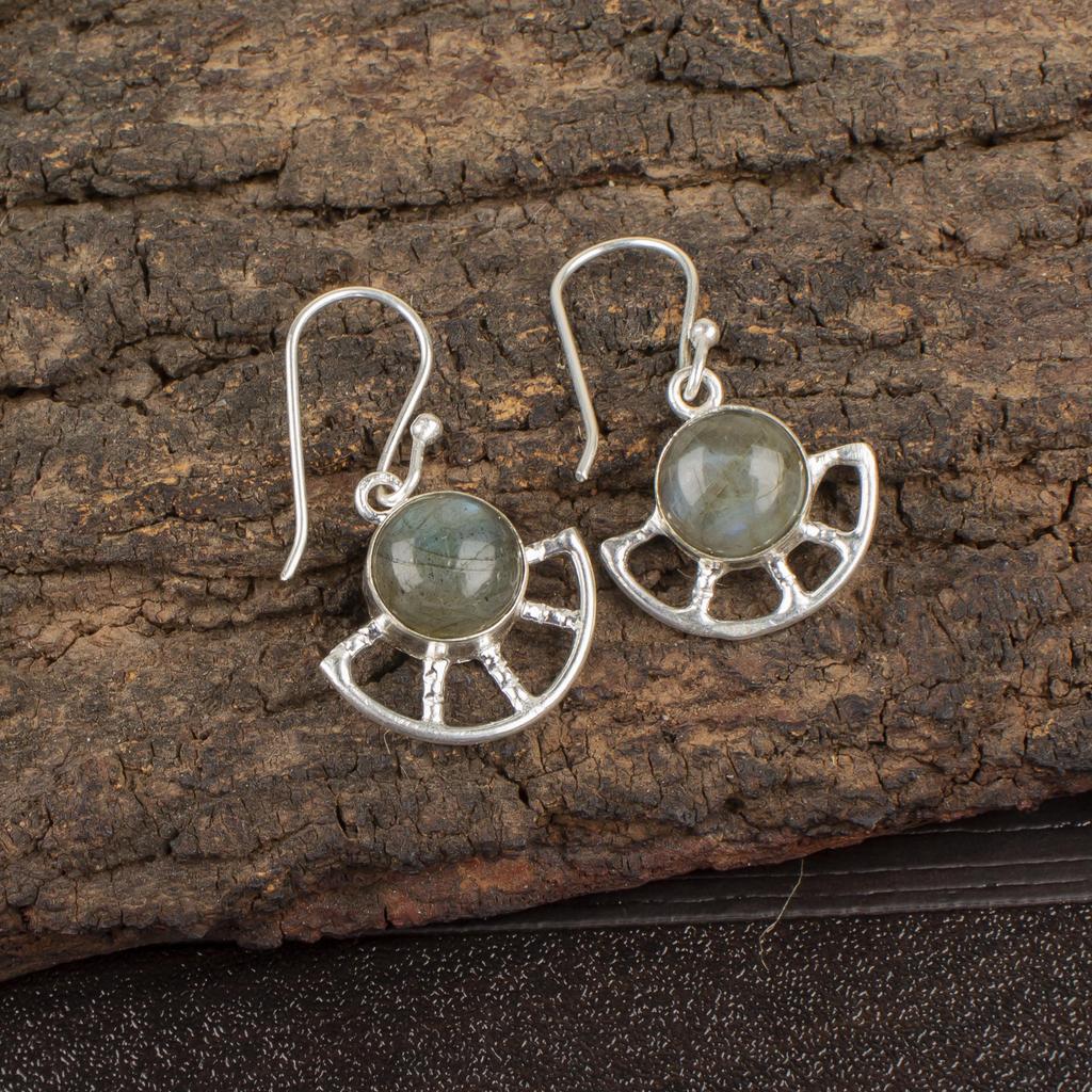 Labradoritt 925 Solid Sterling Sølv Øredobber, Håndlagde Edelstensøredobber Smykker, Gaver til Kone Helt Nye Øredobber