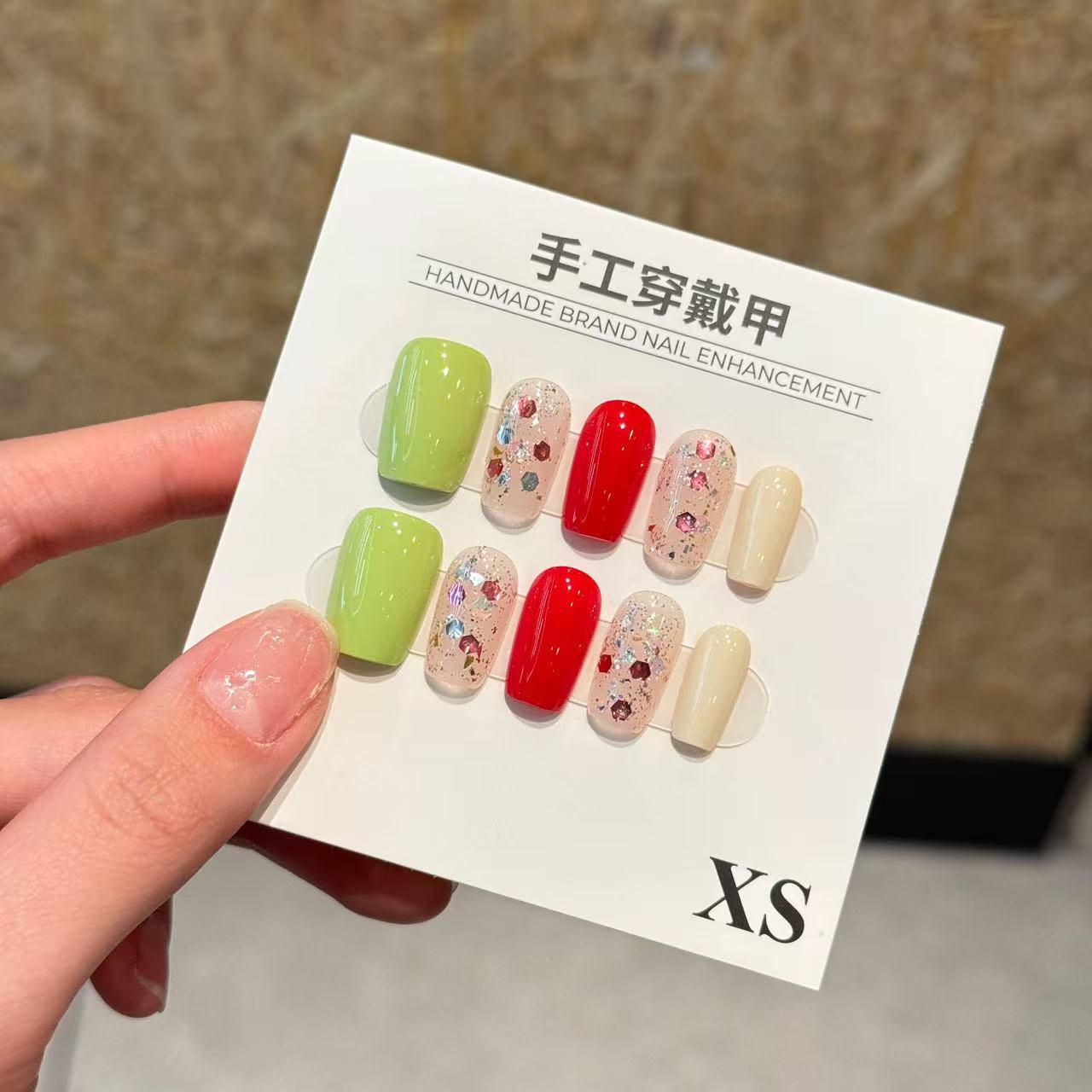 

Chunshan Sparkling Spring/Summer Handmade High-End Wearable Whitening Nails XS